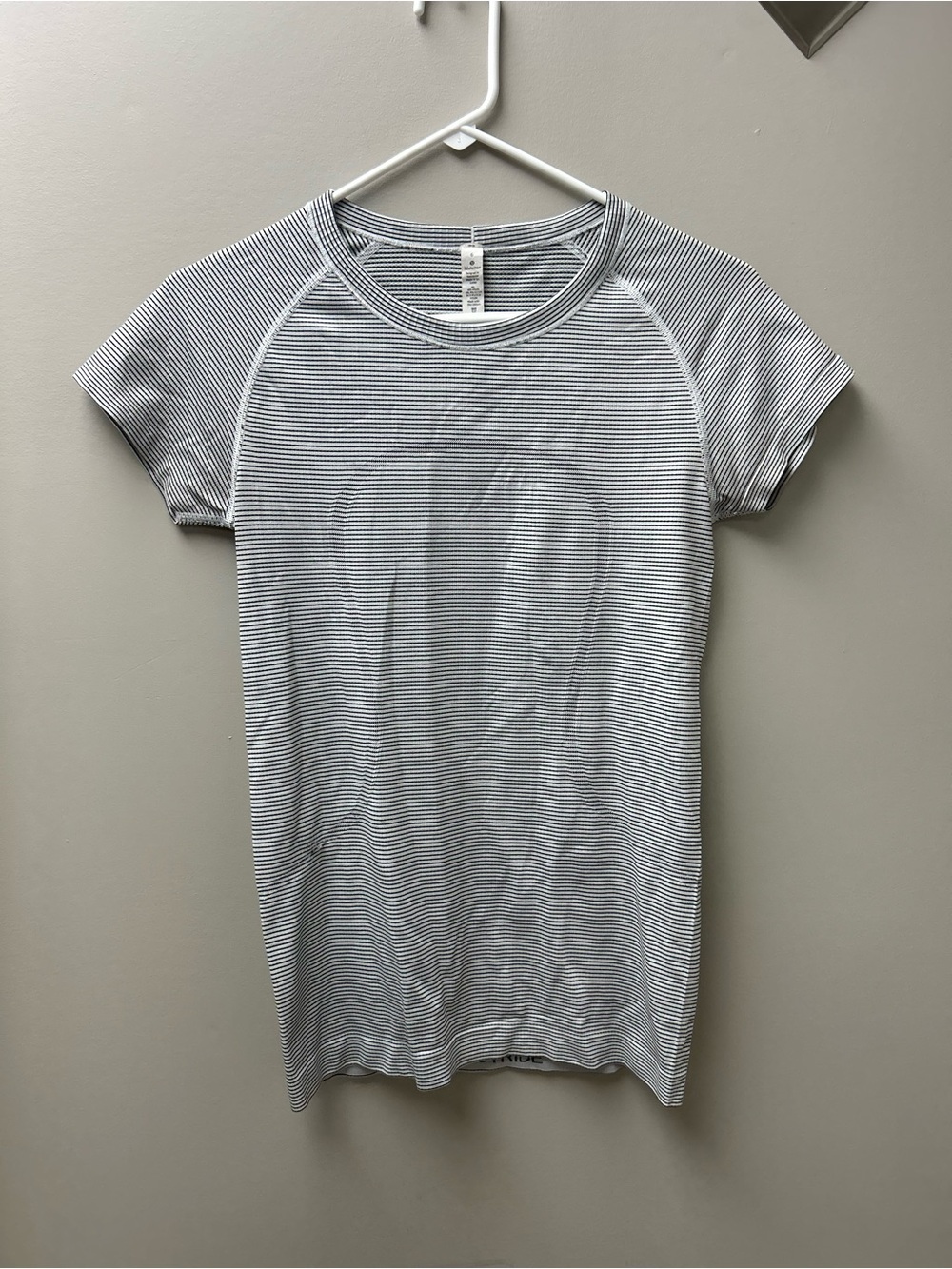 Lululemon Swiftly Tech Black & White Striped Short Sleeve Shirt